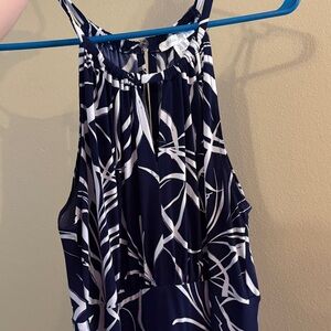 London Times Navy and White Patterned Dress